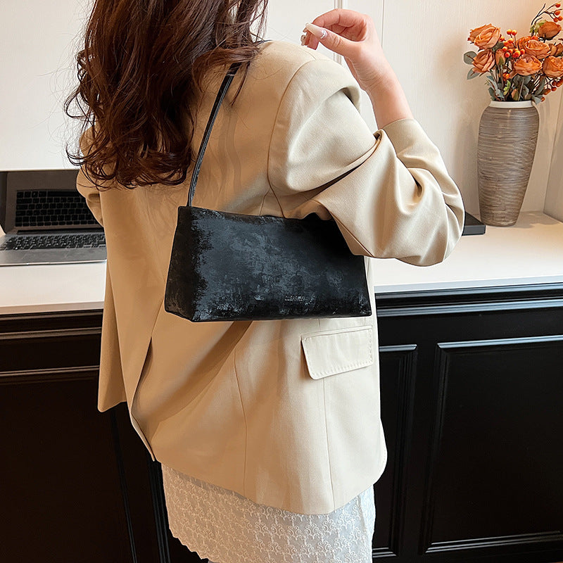 Distressed Baguette Shoulder Bag