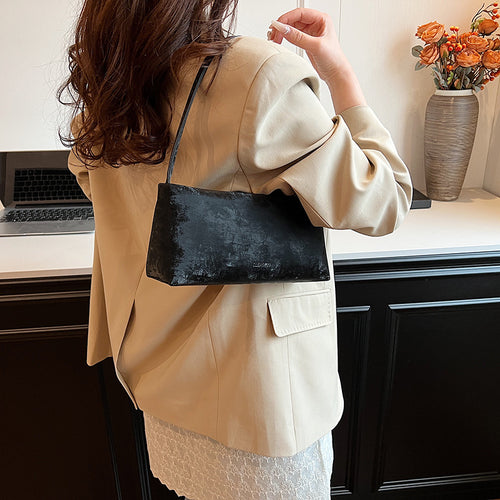 Distressed Baguette Shoulder Bag