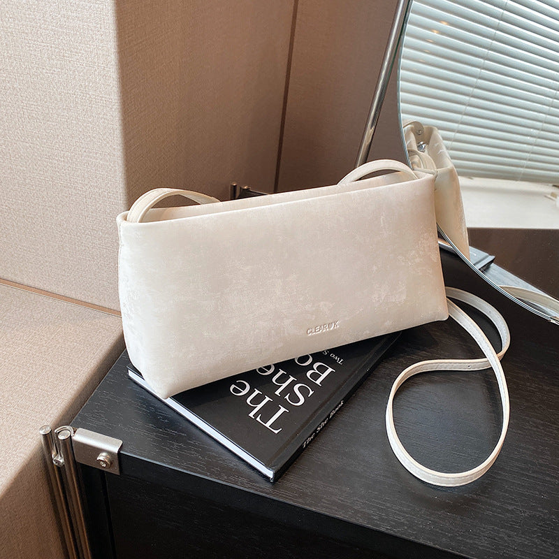Distressed Baguette Shoulder Bag
