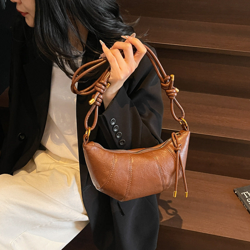Knotted Strap Crescent Shoulder Bag