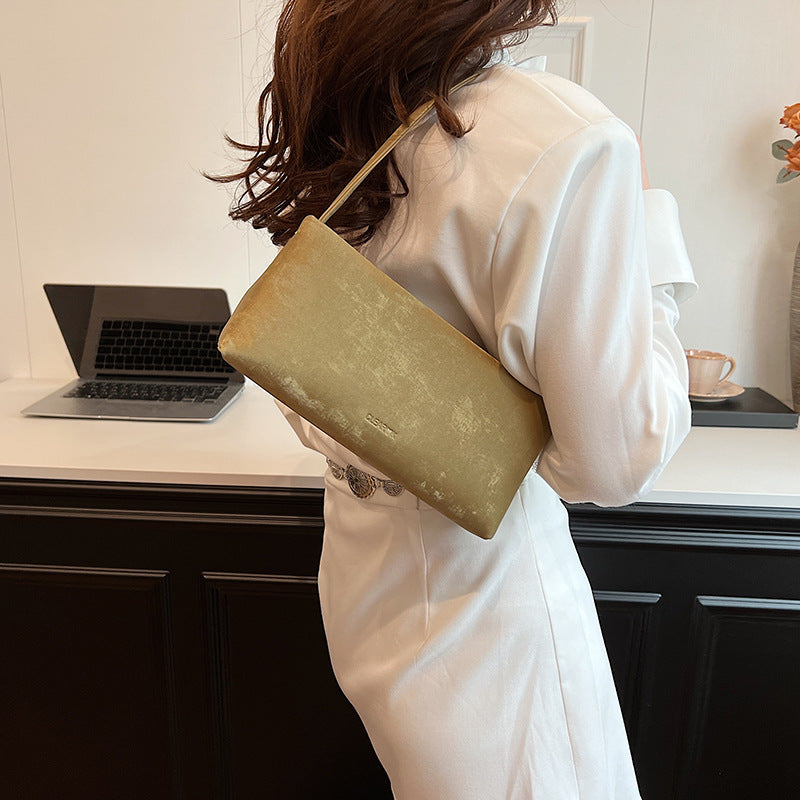 Distressed Baguette Shoulder Bag