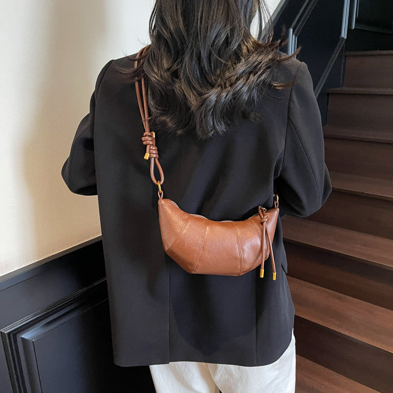 Knotted Strap Crescent Shoulder Bag